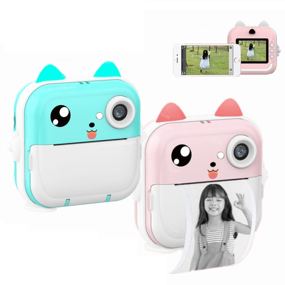 Children Instant Camera Mini Thermal HD Printer Video Photo Digital Camera, Spec: 16G  Pink
