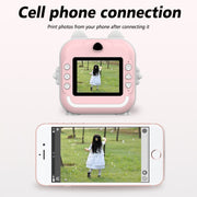 Children Instant Camera Mini Thermal HD Printer Video Photo Digital Camera, Spec: 16G  Pink