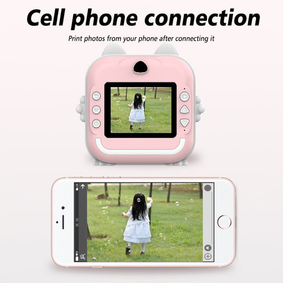 Children Instant Camera Mini Thermal HD Printer Video Photo Digital Camera, Spec: 16G  Pink