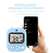 1200W Pixel  2.4 Inch Display Children Print Instant Camera 32G+Card Reader Blue