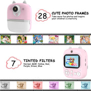 1200W Pixel  2.4 Inch Display Children Print Instant Camera 32G+Card Reader Blue