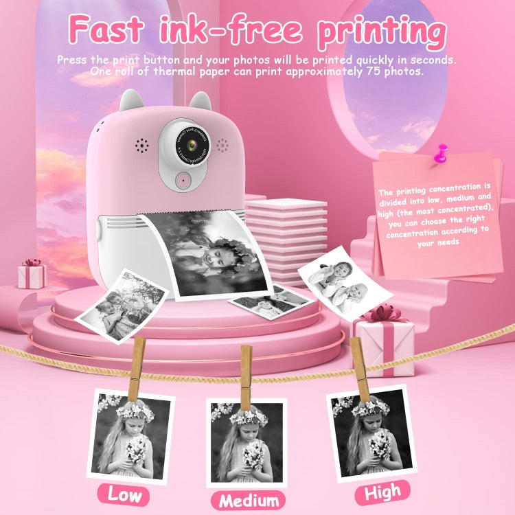 1200W Pixel  2.4 Inch Display Children Print Instant Camera 32G+Card Reader Blue