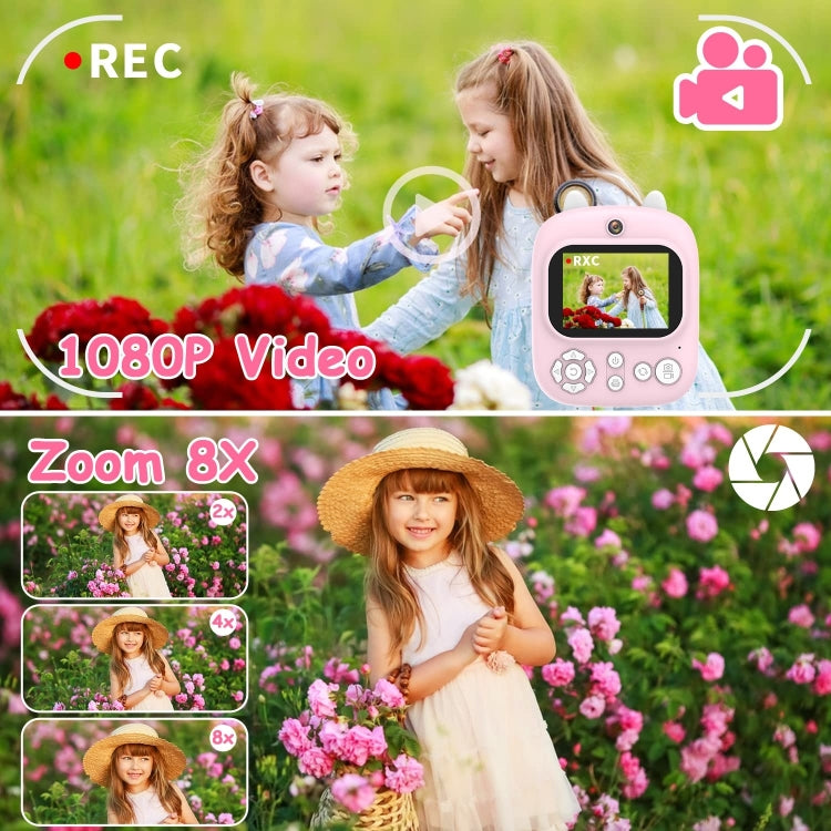 1200W Pixel  2.4 Inch Display Children Print Instant Camera 32G+Card Reader Blue