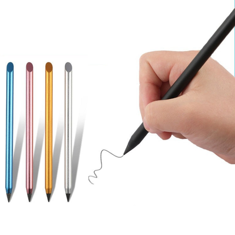 Office Pencil Unlimited Writing Eternal Metal Pen Inkless Pen Student Writing Pencil HB(Silver)