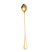 304 Stainless Steel Long Handle Thickened Pointed Spoon Coffee Ice Drink Mixing Spoon, Color: Titanium Gold