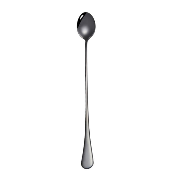 304 Stainless Steel Long Handle Thickened Pointed Spoon Coffee Ice Drink Mixing Spoon, Color: Titanium Black