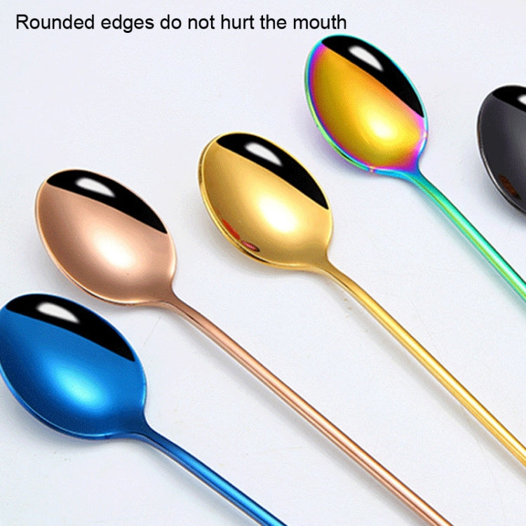 304 Stainless Steel Long Handle Thickened Pointed Spoon Coffee Ice Drink Mixing Spoon, Color: Titanium Black
