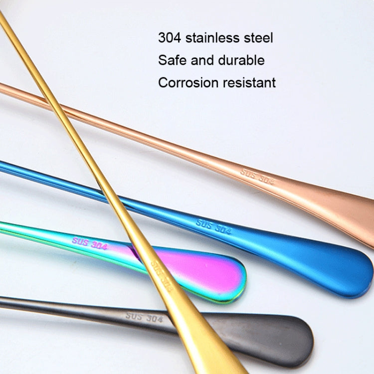 304 Stainless Steel Long Handle Thickened Pointed Spoon Coffee Ice Drink Mixing Spoon, Color: Titanium Gold