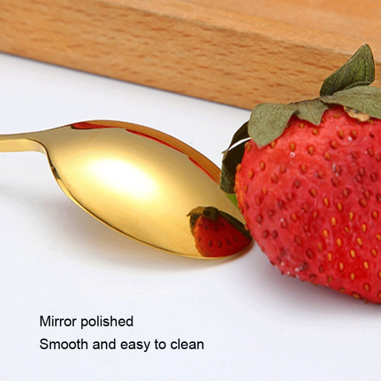 304 Stainless Steel Long Handle Thickened Pointed Spoon Coffee Ice Drink Mixing Spoon, Color: Titanium Gold