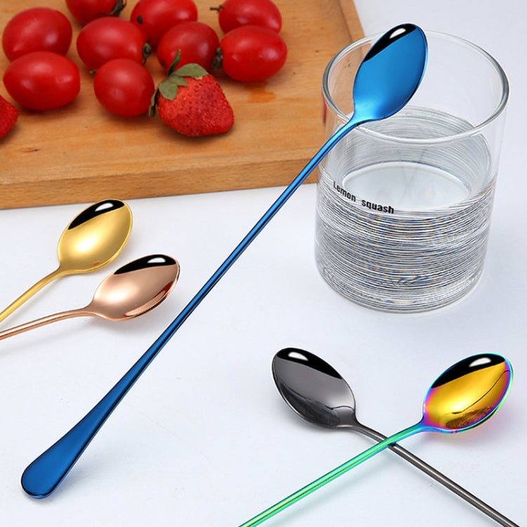 304 Stainless Steel Long Handle Thickened Pointed Spoon Coffee Ice Drink Mixing Spoon, Color: Titanium Gold