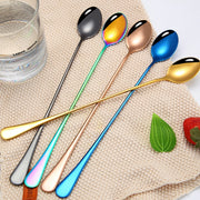 304 Stainless Steel Long Handle Thickened Pointed Spoon Coffee Ice Drink Mixing Spoon, Color: Titanium Gold