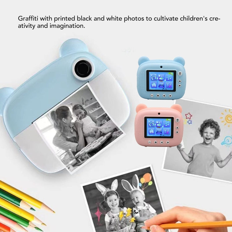Children Instant Print Camera 1080P 2.4-Inch IPS Screen Dual Lens Photography Camera(Pink)