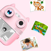 1080P Instant Print Camera 2.8-inch IPS Screen Front and Rear Dual Lens Kids Camera, Spec: Blue