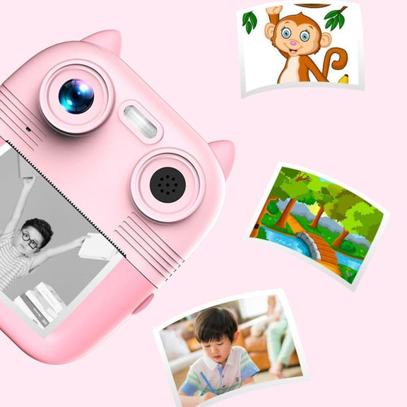 1080P Instant Print Camera 2.8-inch IPS Screen Front and Rear Dual Lens Kids Camera, Spec: Blue