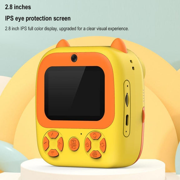 1080P Instant Print Camera 2.8-inch IPS Screen Front and Rear Dual Lens Kids Camera, Spec: Blue+32G Card