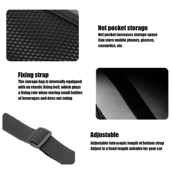 Car Seat Leather Multifunctional Tissue Water Cup Storage Hanging Bag(Black)