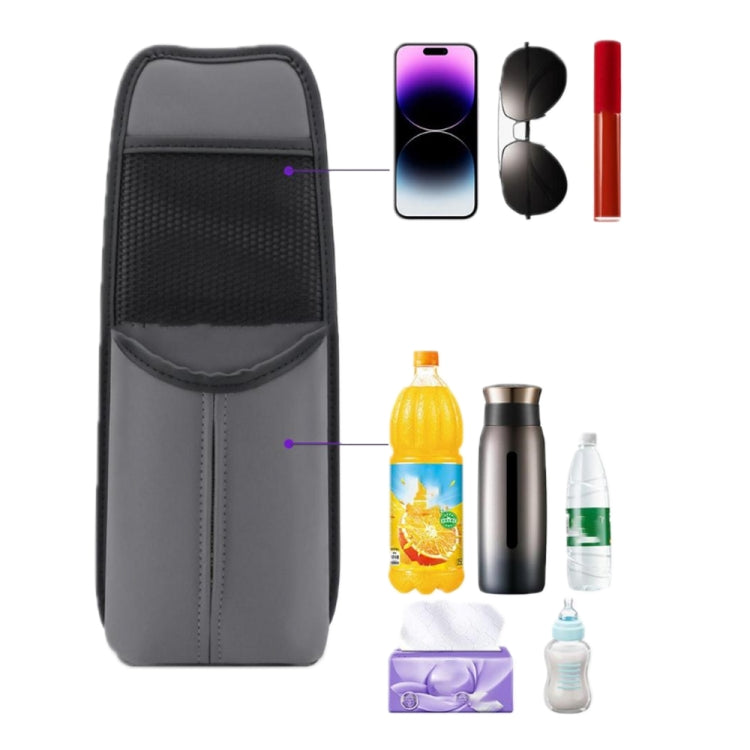 Car Seat Leather Multifunctional Tissue Water Cup Storage Hanging Bag(Black)