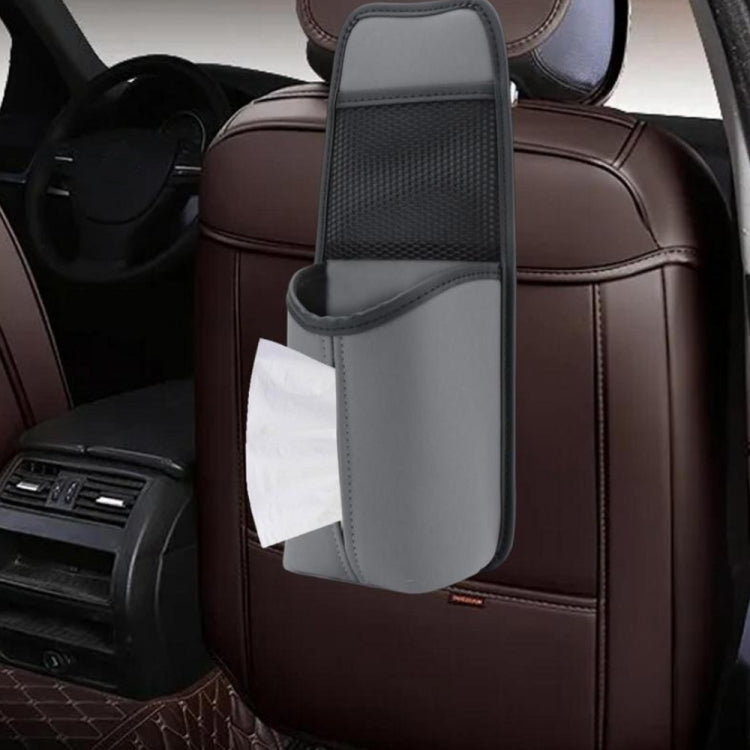 Car Seat Leather Multifunctional Tissue Water Cup Storage Hanging Bag(Black)