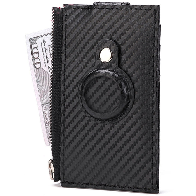 For Airtag Tracker Case Carbon Fiber Credit Card Holder Wallet(Black)