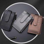 For Airtag Tracker Case Carbon Fiber Credit Card Holder Wallet(Black)