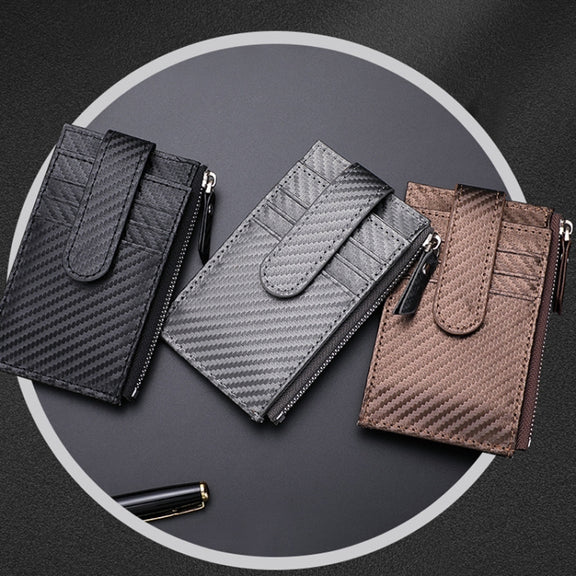 For Airtag Tracker Case Carbon Fiber Credit Card Holder Wallet(Black)