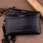 Men Clutch Bag Casual Long Zipper Wallet Large Capacity Handbag(Black)
