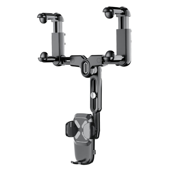 Car Rearview Mirror Navigation Retractable Multifunctional Mobile Phone Holder(Black)