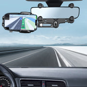 Car Rearview Mirror Navigation Retractable Multifunctional Mobile Phone Holder(Black)