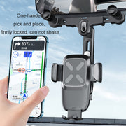 Car Rearview Mirror Navigation Retractable Multifunctional Mobile Phone Holder(Black)
