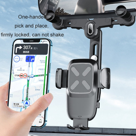 Car Rearview Mirror Navigation Retractable Multifunctional Mobile Phone Holder(Green)