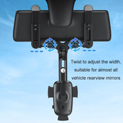 Car Rearview Mirror Navigation Retractable Multifunctional Mobile Phone Holder(Black)