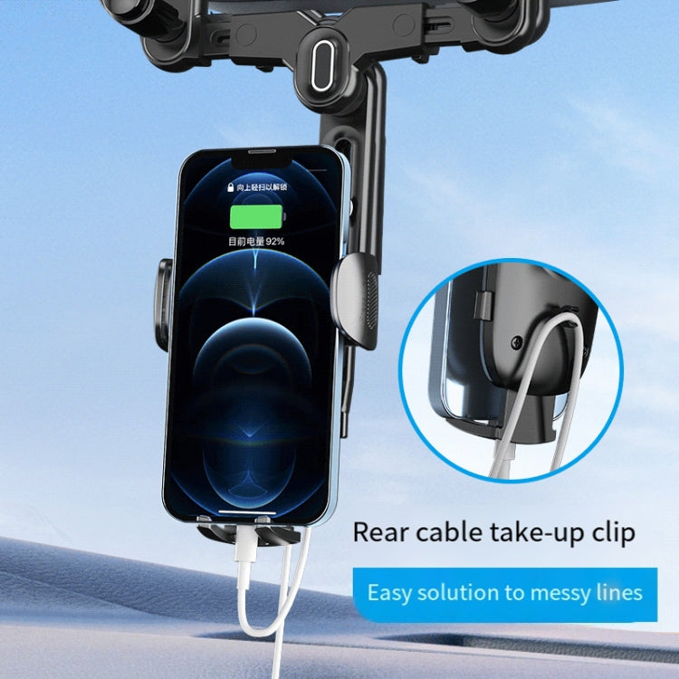 Car Rearview Mirror Navigation Retractable Multifunctional Mobile Phone Holder(Black)