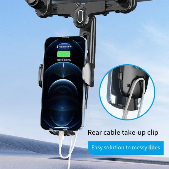 Car Rearview Mirror Navigation Retractable Multifunctional Mobile Phone Holder(Green)