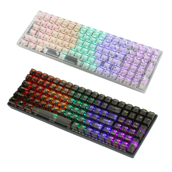 100 Keys Customized Gaming Wired Mechanical Keyboard Transparent Keycap Red Shaft (White)