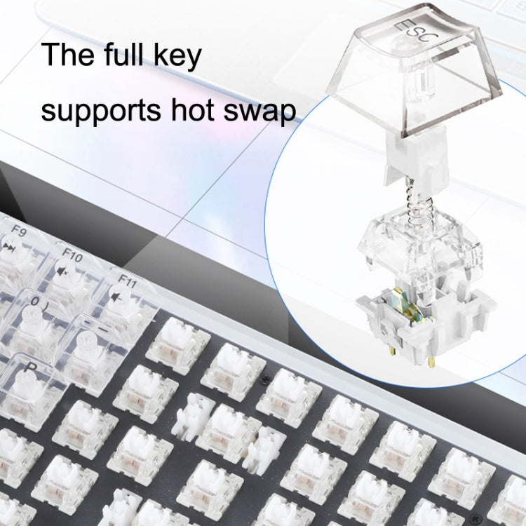 100 Keys Customized Gaming Wired Mechanical Keyboard Transparent Keycap Red Shaft (White)