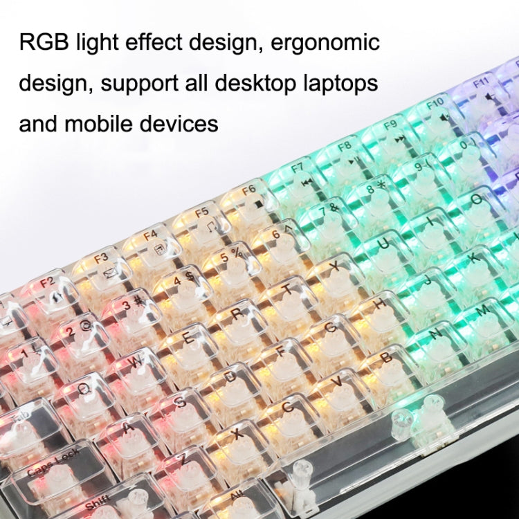 100 Keys Customized Gaming Wired Mechanical Keyboard Transparent Keycap Green Shaft (Black)