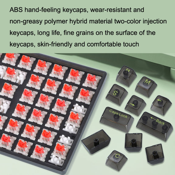 100 Keys Customized Gaming Wired Mechanical Keyboard Transparent Keycap Red Shaft (White)
