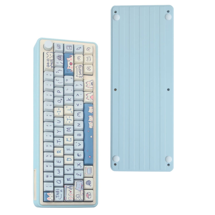 Bluetooth Wireless 3-mode RGB Backlit Gaming Mechanical Keyboard Aluminum Alloy Kit + Keycap(Light Blue)