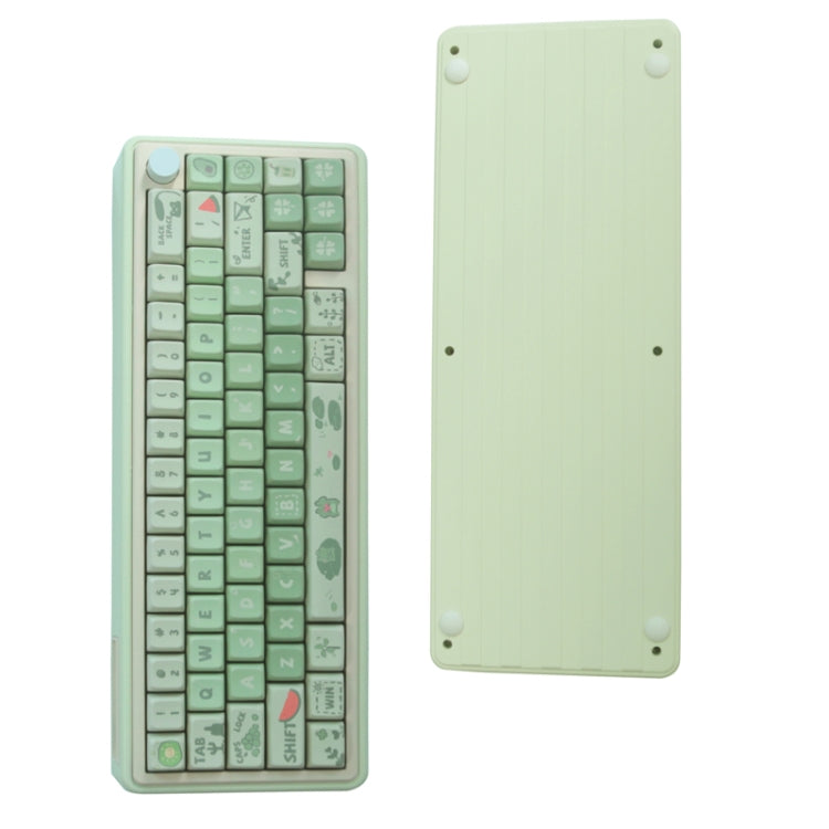 Bluetooth Wireless 3-mode RGB Backlit Gaming Mechanical Keyboard Aluminum Alloy Kit + Keycap(Light Green)