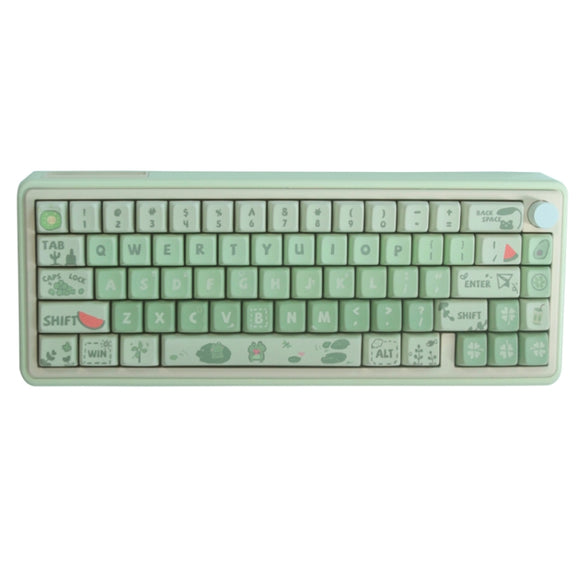 Bluetooth Wireless 3-mode RGB Backlit Gaming Mechanical Keyboard Aluminum Alloy Kit + Keycap(Light Green)