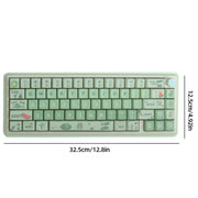 Bluetooth Wireless 3-mode RGB Backlit Gaming Mechanical Keyboard Aluminum Alloy Kit + Keycap(Light Green)