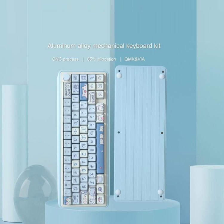 Bluetooth Wireless 3-mode RGB Backlit Gaming Mechanical Keyboard Aluminum Alloy Kit + Keycap(Light Green)