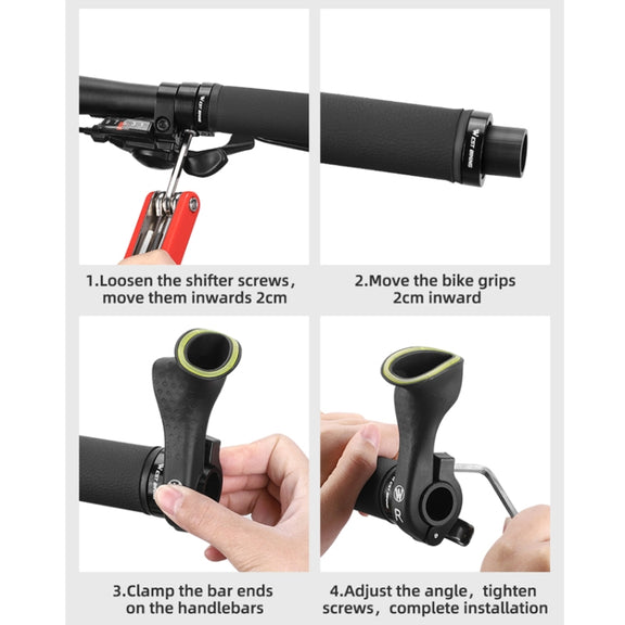 WEST BIKING Bike Cow Horns Fluorescent Deputy Handle Riding Equipment(Black)