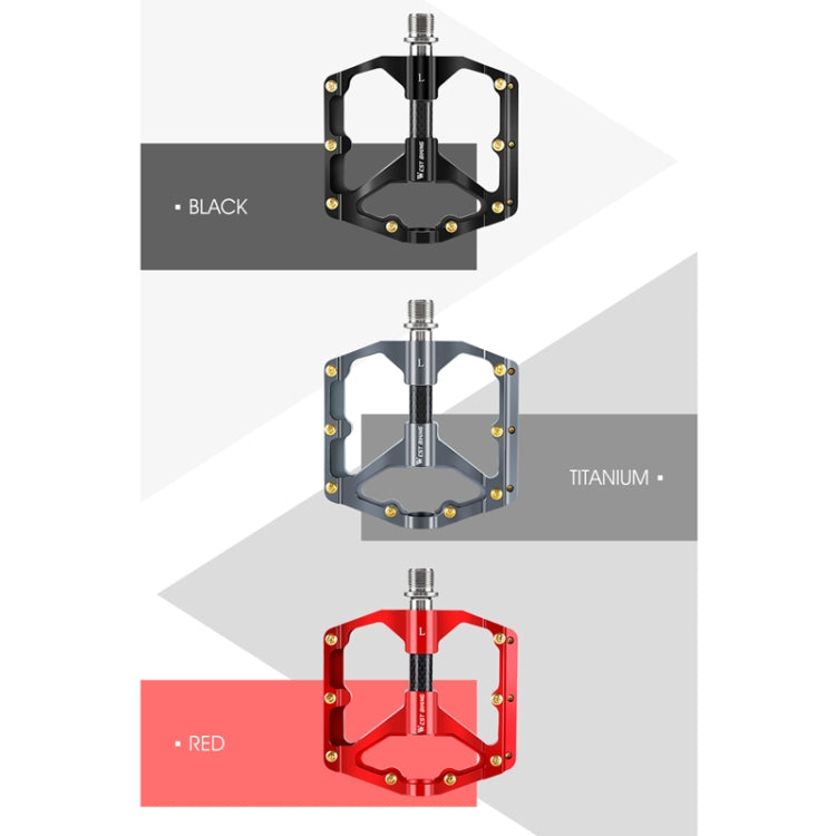 WEST BIKING 3 Bearings Ultralight Carbon Fiber Bushing Mountain Bike Pedal(Titanium)