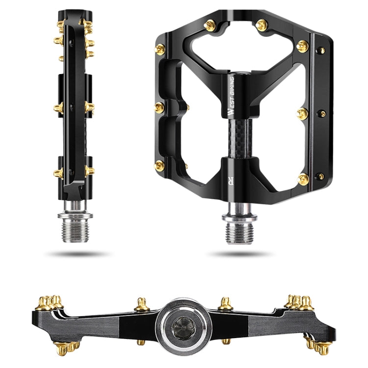WEST BIKING 3 Bearings Ultralight Carbon Fiber Bushing Mountain Bike Pedal(Titanium)