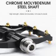WEST BIKING 3 Bearings Ultralight Carbon Fiber Bushing Mountain Bike Pedal(Black)