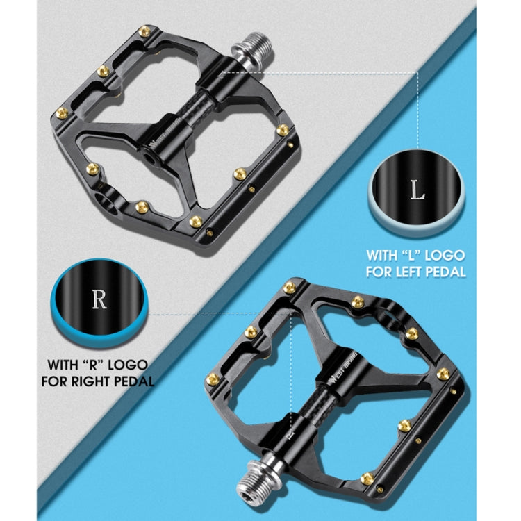 WEST BIKING 3 Bearings Ultralight Carbon Fiber Bushing Mountain Bike Pedal(Titanium)