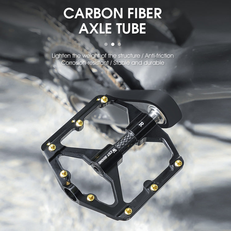 WEST BIKING 3 Bearings Ultralight Carbon Fiber Bushing Mountain Bike Pedal(Titanium)