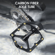 WEST BIKING 3 Bearings Ultralight Carbon Fiber Bushing Mountain Bike Pedal(Titanium)