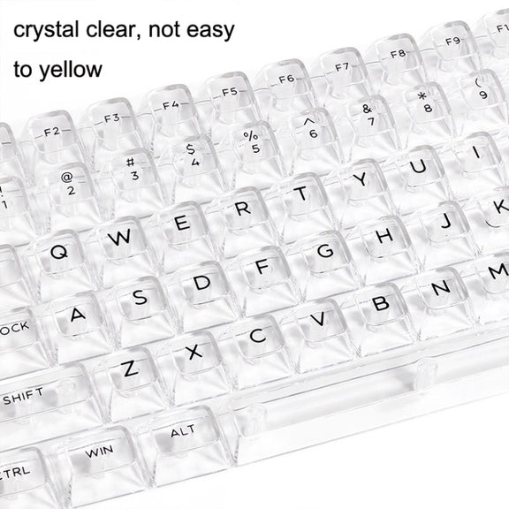 132 Keys DIY Customized Mechanical Keyboard Universal Transparent Crystal Keycap Black Transparent White Letter